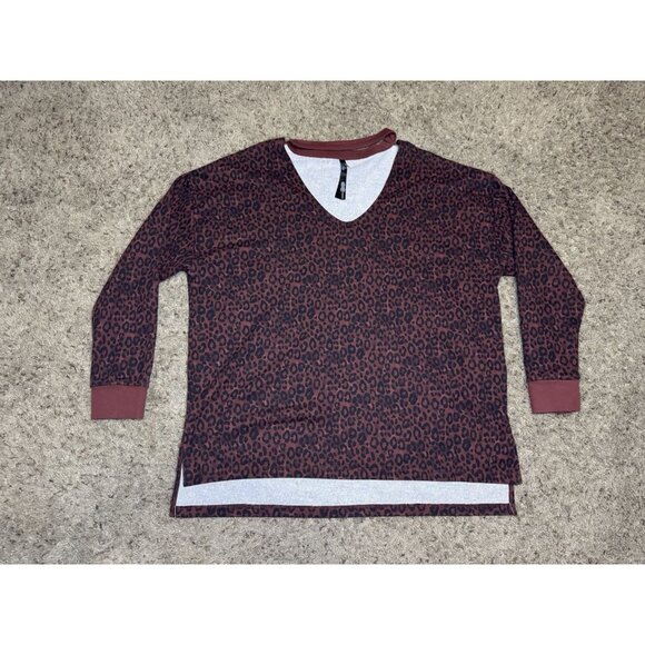 VICTORIA’S SECRET SPORT Brown Leopard Sweatshirt Oversized Yoga Walking Prep L - Picture 1 of 8